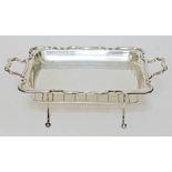 A George V twin handled asparagus dish with stand, Atkin Brothers, Sheffield 1915, length 34.5cm,