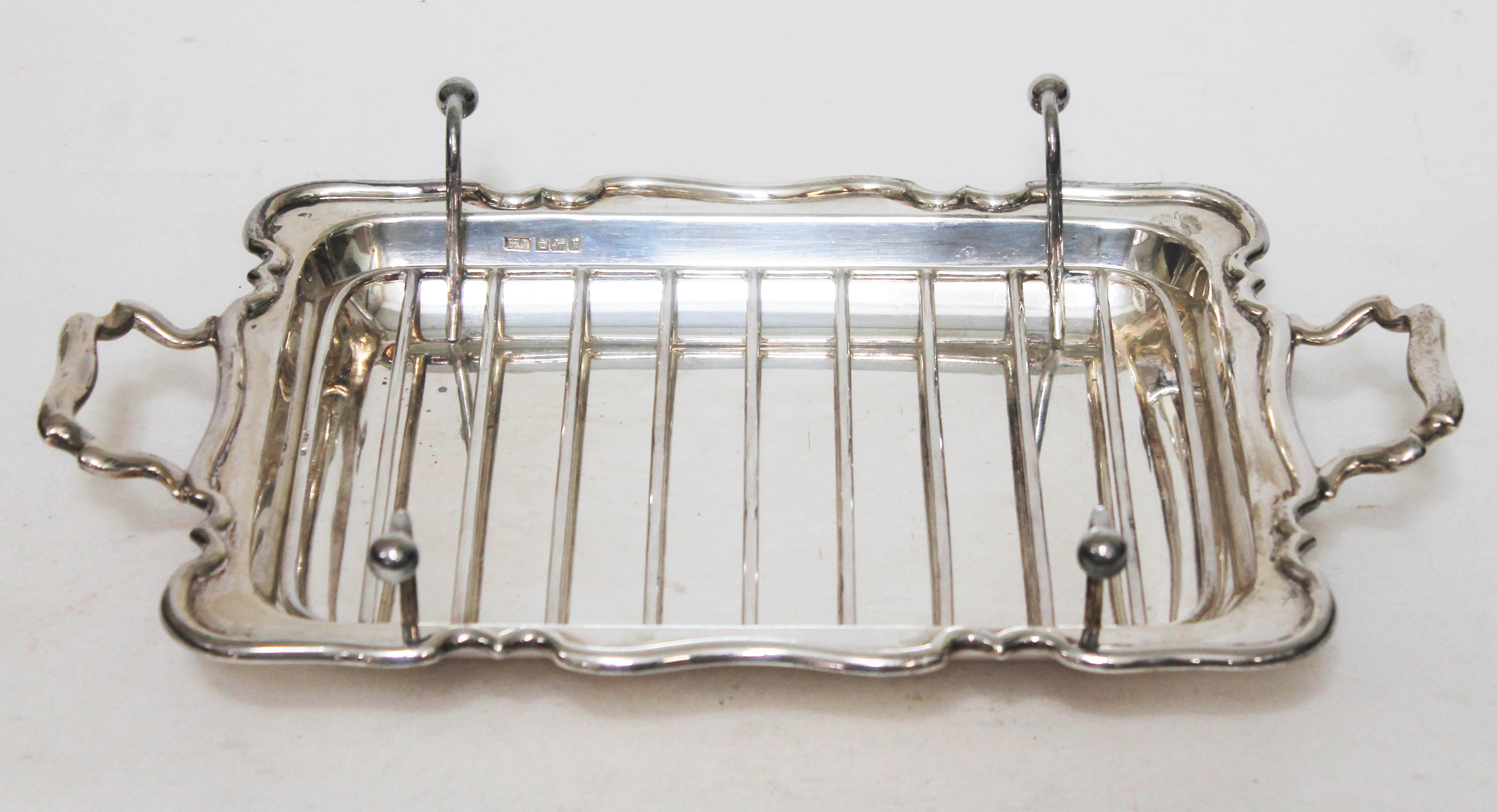 A George V twin handled asparagus dish with stand, Atkin Brothers, Sheffield 1915, length 34.5cm, - Image 3 of 3