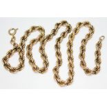 A hallmarked 9ct old twist link chain, length 41cm, wt. 8.34g.