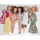 A group of five vintage Sindy Dolls circa late 1970s/early 1980s.