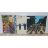 Five Beatles LPs - Abbey Road, Help, The Beatles 1967-1970, Please Please Me, and a Collection of