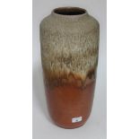 A West German vase with drip pattern on brown and beige base colour, height approx 18 inches