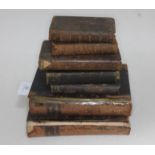 A collection of seven 18th and 19th century books including Journal of Arts & Science vol I & II,