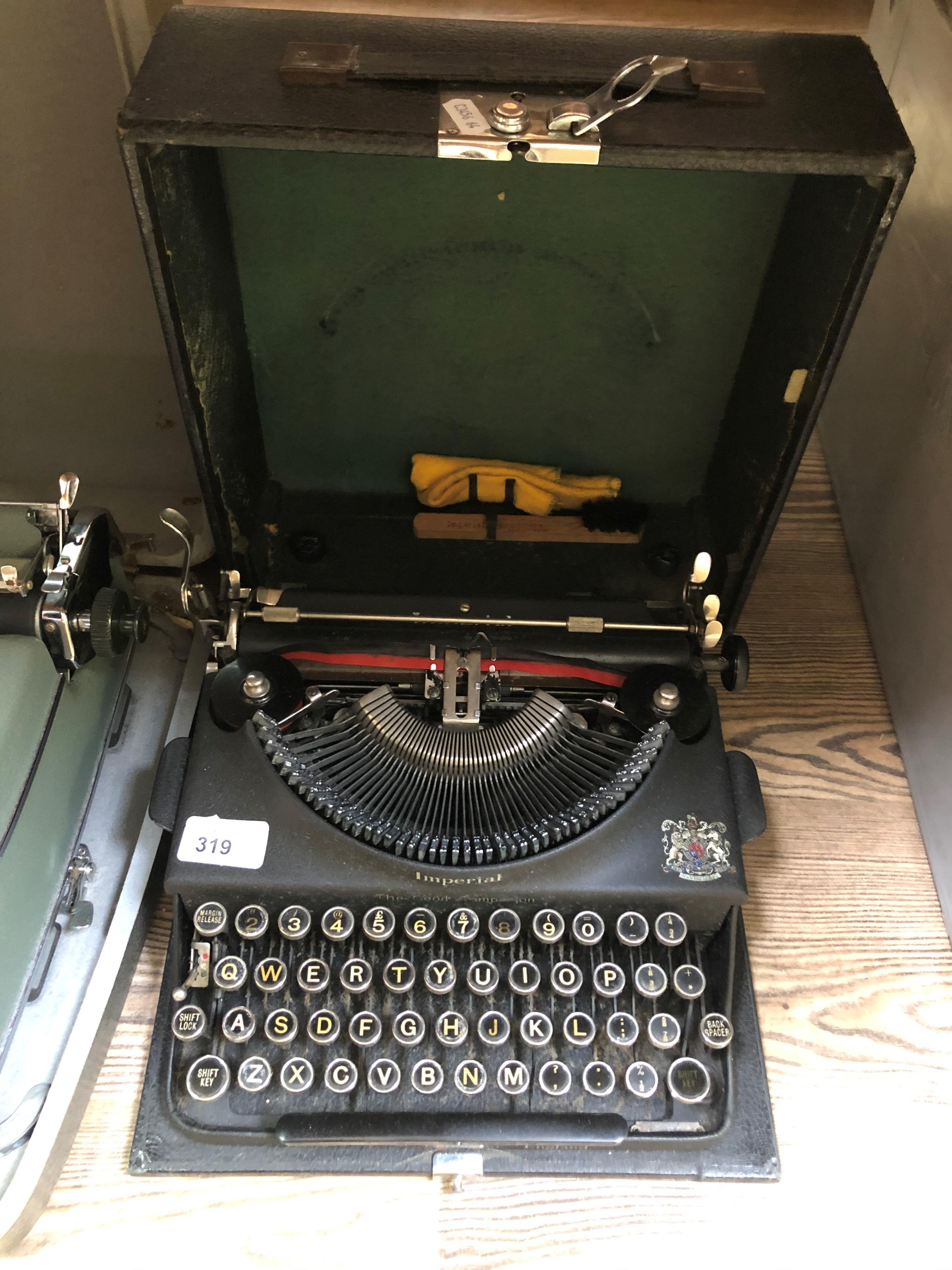 A cased vintage Imperial typewriter