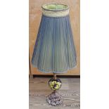 A Moorcroft hibiscus globular table lamp with shade, height 81cm.