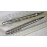 A hallmarked silver Yard O Led propelling pencil and another.