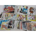 A box of mainly comic postcard proofs, approx. 300+