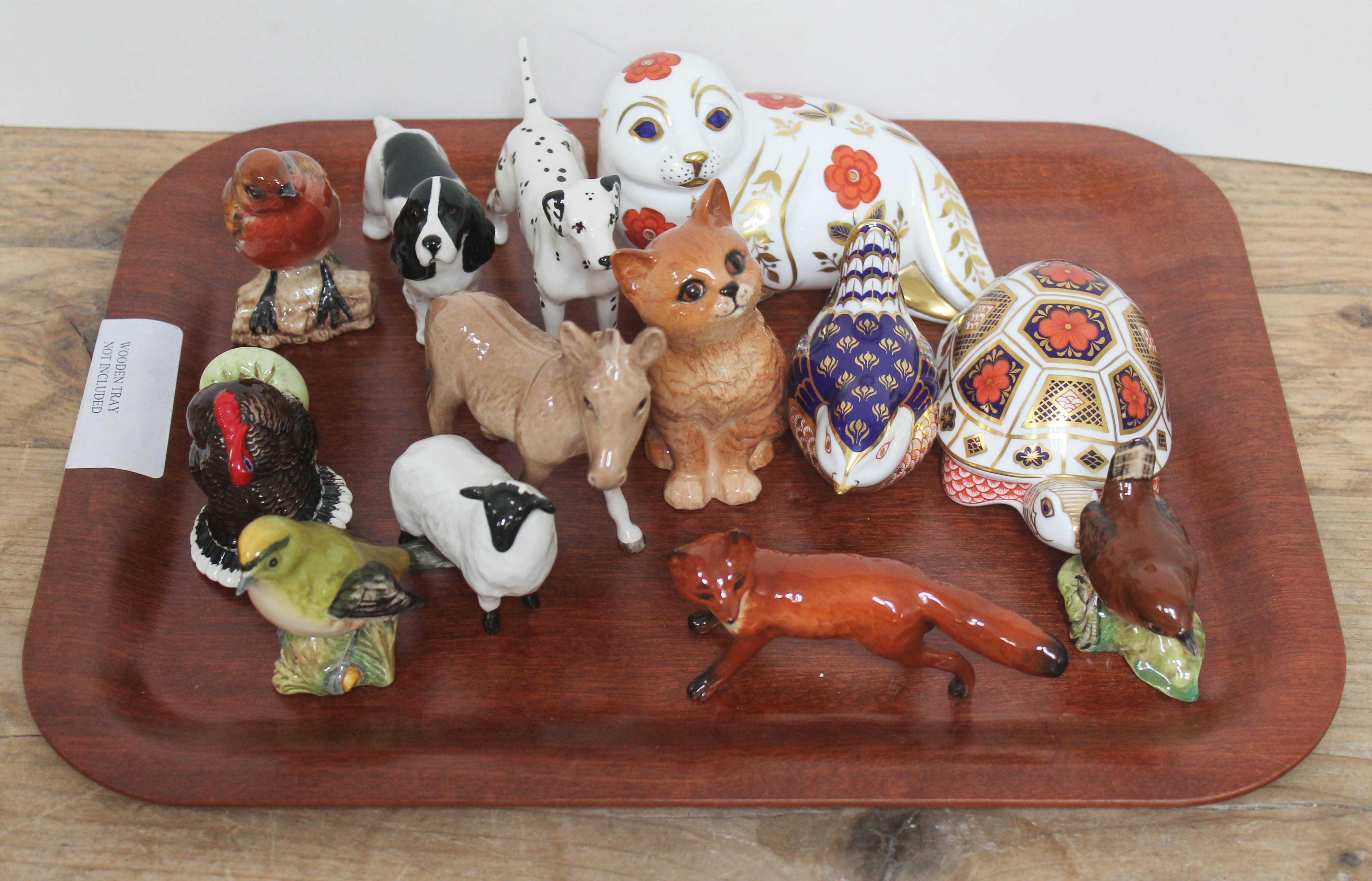 A mixed lot of pottery model animals comprising 10 Beswick and 3 Royal Crown Derby.