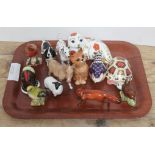 A mixed lot of pottery model animals comprising 10 Beswick and 3 Royal Crown Derby.