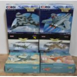 A group of six Corgi The Aviation Archive 1:72 and 1:144 scale models comprising Avro Vulcan B.2