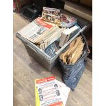 A crate of vintage boxing magazines and programmes including Boxing News, Boxing Illustrated, The