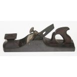 A rosewood and steel wood working plane, length 37cm.