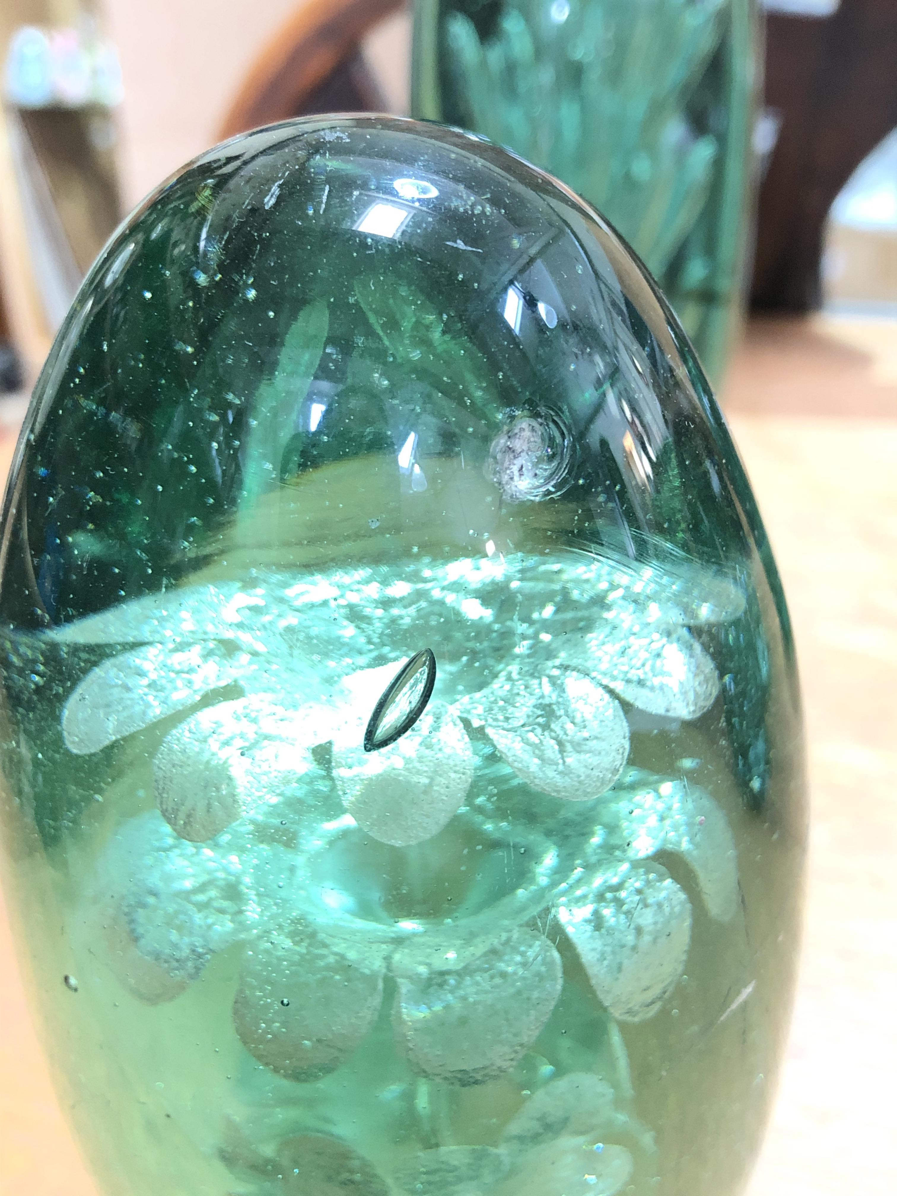 A group of four Victorian green glass dumps and one later, tallest 28cm. - Image 3 of 12