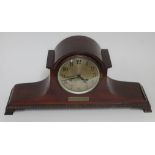 A German eight day mahogany cased mantle clock, length 54cm.