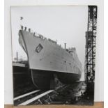 A launch photograph of the liner Caronia, Liverpool 1949 by Stewart Bale & Co, 22.5cm x 29cm.