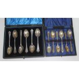 Two cased sets of hallmarked silver teaspoons.