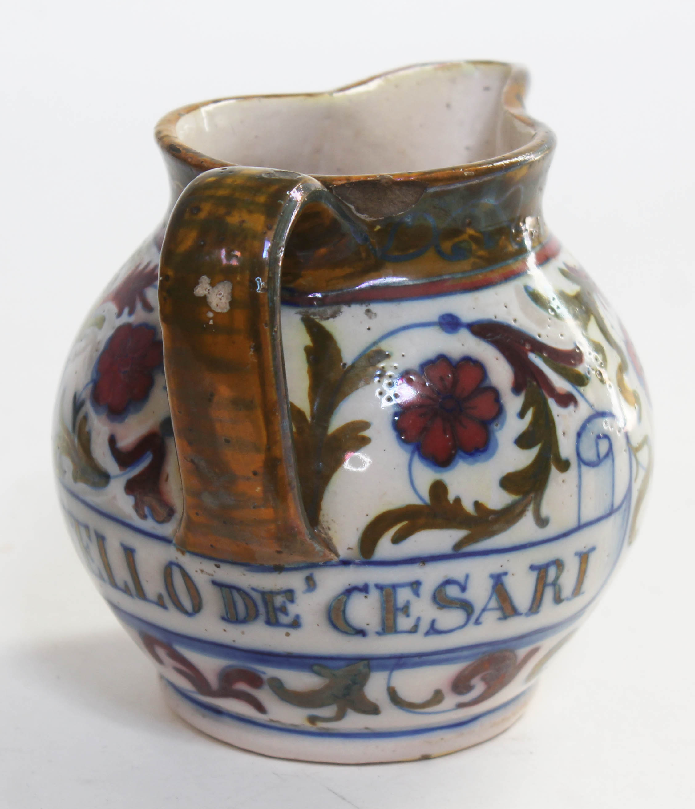 An Italian majolica jug entitled 'Castello De Cesari', length 19cm. - Bild 2 aus 3