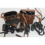 A quantity of binoculars including Zeiss, Delacroix, Goerz and Russian.