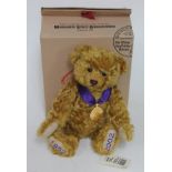 A Steiff Golden Jubilee commemorative mohair teddy bear with pendant, tags and box.