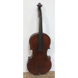 An Amatus copy, one piece back, length 339mm, with bow and hard case.