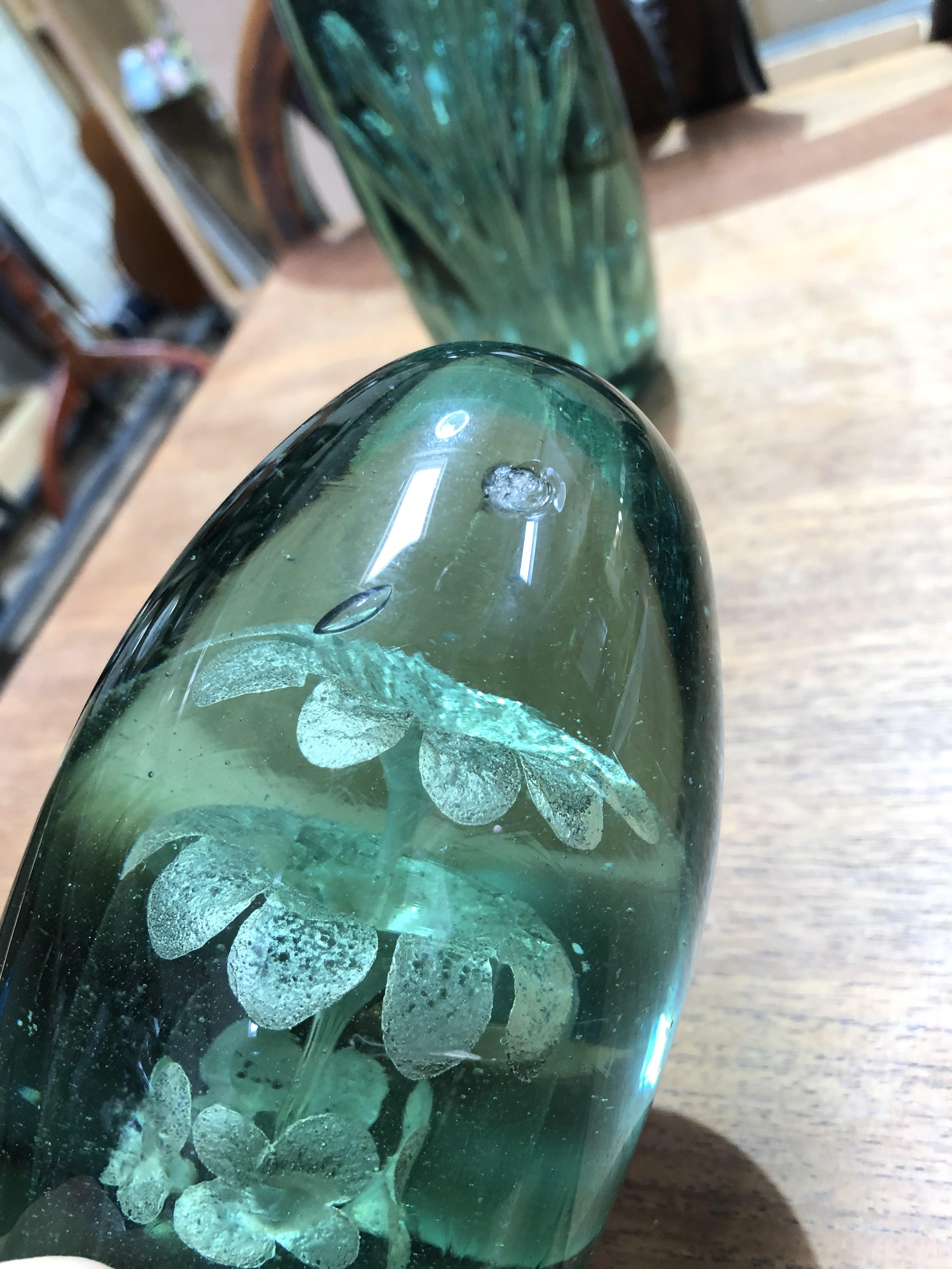 A group of four Victorian green glass dumps and one later, tallest 28cm. - Image 2 of 12