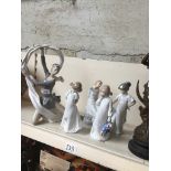 A group of 5 Nao figurines (as found)