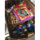 A box of toys and die cast cars etc