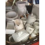 A box of pottery, ceramics, etc