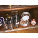 Stainless steel cups etc. and a Japanese porcelain teaset