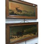 A pair of antique stag prints, unsigned, 26cm x 67cm each.