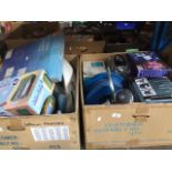 2 boxes of misc items to include water pump, torches, cable, rain safe, pipes, etc.