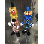 2 Murano glass clowns