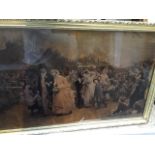 After Sir Luke Fildes (1843-1927), 'The village Wedding', reversed glass print, 34cm x 57cm, framed.