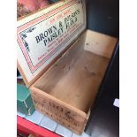 A wooden Brown & Polson's flour box