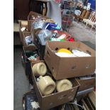 12 boxes of misc kitchenware and household items, to include glassware, pottery, metalware,