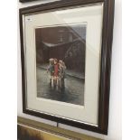 After H. Grimshaw, Ltd edition print, children playing in street, signed in pencil to mount, 38cm