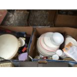 Two boxes of misc and pottery