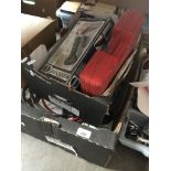 2 boxes of misc tools to include Timing light / analyser, Gunson's testuner, soldering kit,