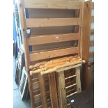 Two single pine bed frames