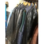 3 leather jackets, 2 faux leather jackets, a gilet and a denim jacket.