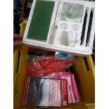 A mixed box including OS maps and desk set