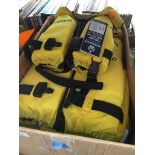 A box containing Watersnake life jackets.