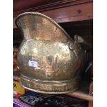 A large brass coal scuttle