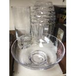 3 large contemporary crystal items including Dartington