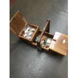A walnut concertina sewing box