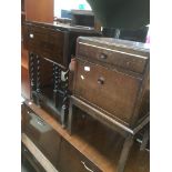 An oak drop leaf side table and an oak cupboard