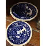 Five Copeland Spode blue and white plates