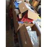 4 boxes of misc items to include Xmas decorations, ornaments, household and kitchen items,