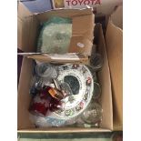 A box of glassware and pottery etc