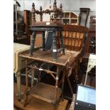 Two old stools and a bamboo table